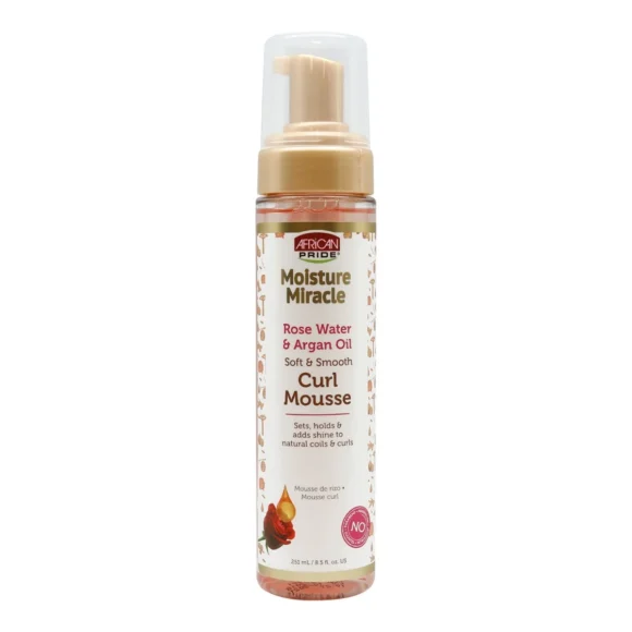 African Pride Moisture Miracle Rose Water Argan Oil Curl Mousse 251 ml 8.5 oz