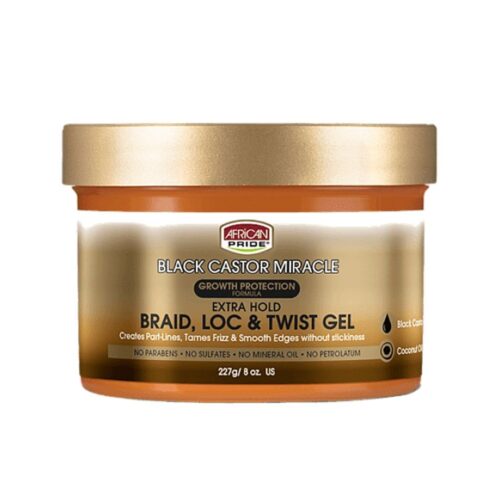 African Pride Black Castor Braid, Loc & Twist Gel 227g/8oz